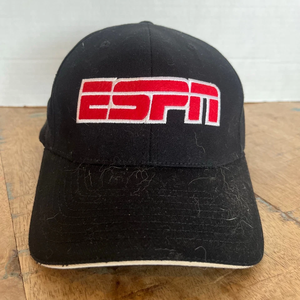 ESPN Black Hat Adjustable Adult Size L/XL Black ESPN Hat Baseball Cap - Image 3 of 4