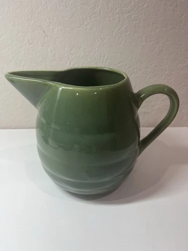 Bauer Spruce Green Vintage Ringware Pitcher or Jug Marked 6 In Tall Beehive