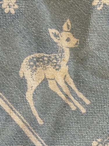 Alfombra de cuna de colección años 50 21x33 azul blanco bebé conejito oso zorro RARA Cottagecore - Imagen 3 de 17