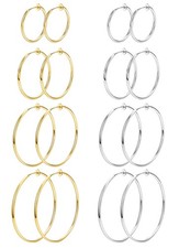 Magitaco 8 Pairs Clip On Hoop Earrings Stainless Steel Clip On Earrings for W...
