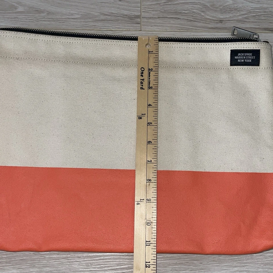 Jack Spade Canvas Bankers Envelope Orange & Cream Tote Industrial Business - Image 2 of 4