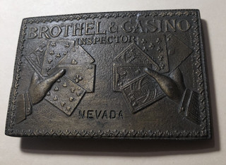 NEVADA BURDEL & CASINO INSPECTOR HEBILLA DE CINTURÓN VINTAGE