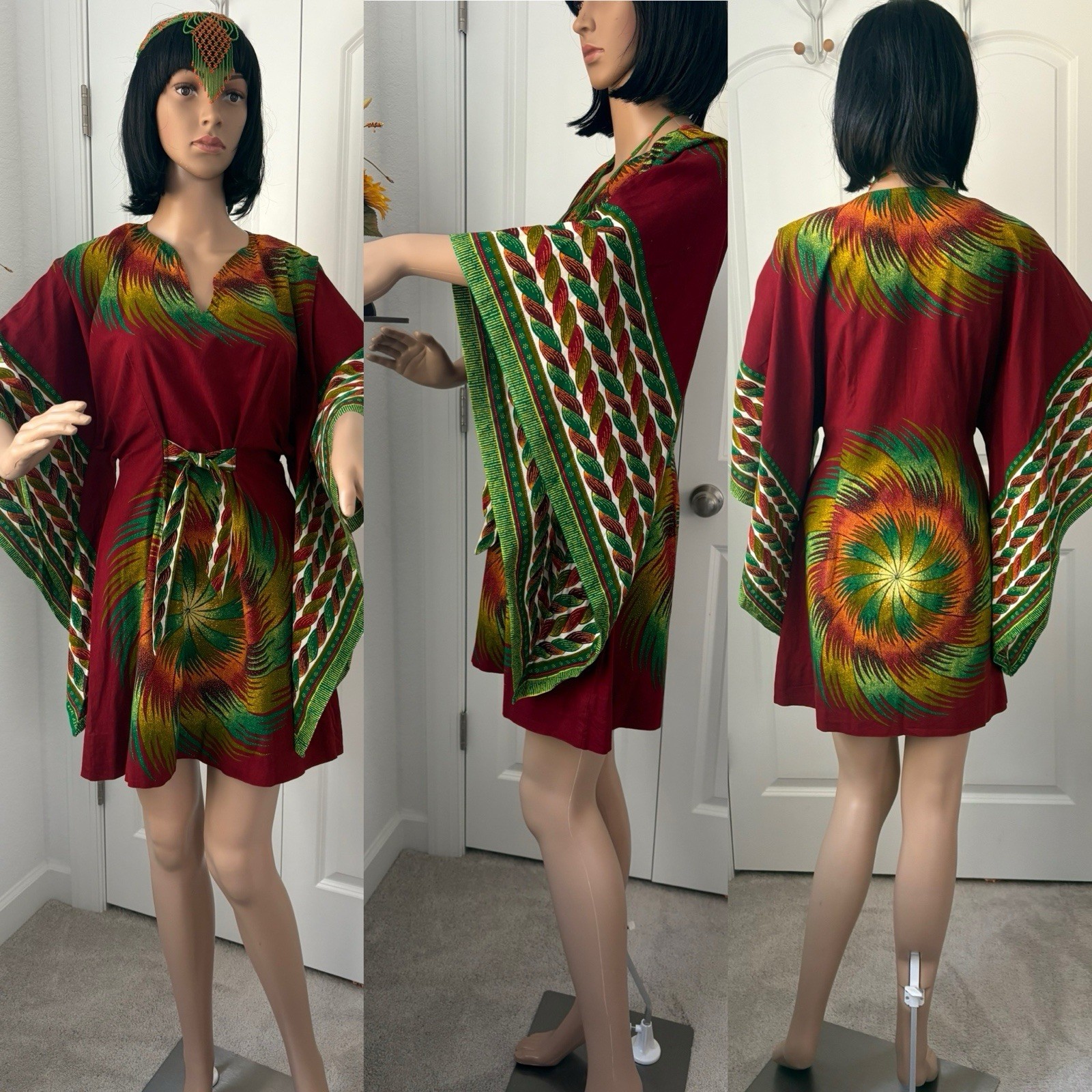 Vintage Psychedelic Dashiki Java Print Cotton Boh… - image 1