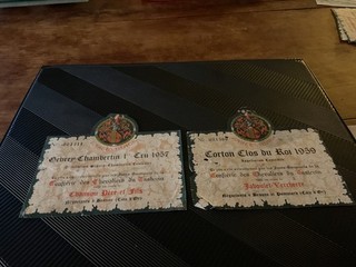 02 ETIQUETTES GEVREY 1957 CHANSON CORTON CLOS DU ROI 1959 JABOULET MAUVAIS ETAT