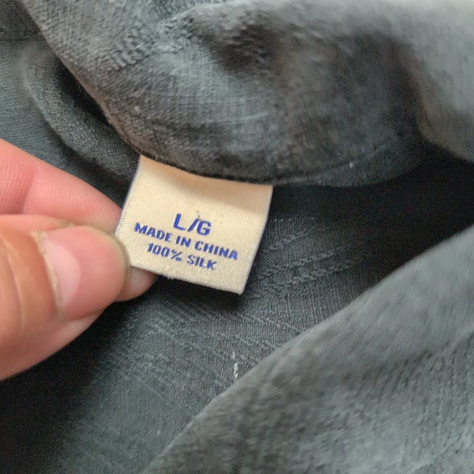 Chemise hawaïenne Tommy Bahama Original Fit LG noire 100% soie gaufrée - Photo 3/4