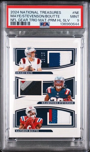 2024 PRIME HOLO SILVER DRAKE MAYE/KAYSHON BOUTTE/RHAMONDRE STEVENSON 13/25 PSA 9