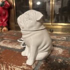 Scentsy Wax Warmer Pug Dog 8” White Ceramic Crackle Glaze Retired