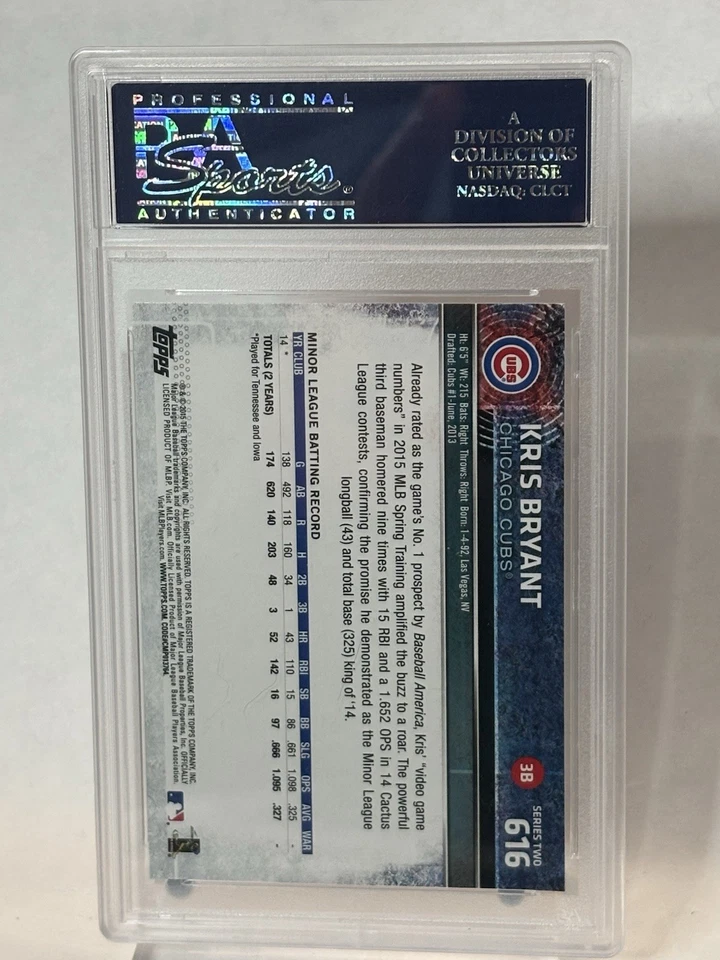 2015 Topps Kris Bryant RC Close Up #616 PSA 10 Cubs - Image 2 of 2