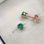 4mm Simulated Round Emerald Solitaire Stud Earrings 14K Rose Gold Plated#12 — photo 2