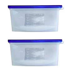 7Penn Silicone Food Storage Bag 500mL - 2pk Blue 7.75 x 4in Reusable Food Bags