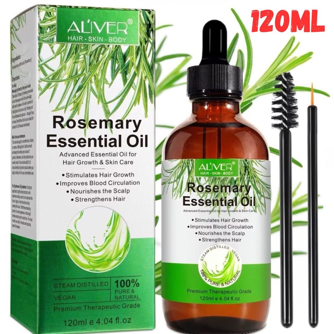 Aceite esencial de romero pérdida de cabello crecimiento del cabello y cuidado de la piel 100 % natural puro 120 ml