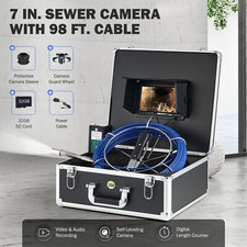 7" Self-Leveling Sewer Inspection Camera 30m/98ft 512Hz Length Counter 720P 32GB