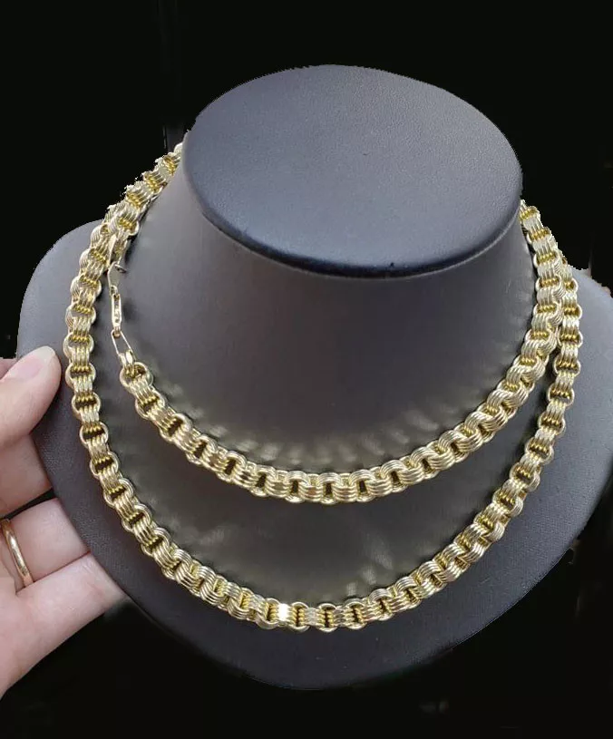 Real 10k Gold Byzantine Chain Necklace 8mm 26