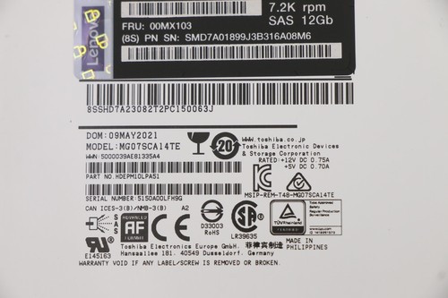 Lenovo ThinkSystem 00MX103 4XB7A13906 3.5" 14TB 7.2K SAS 12Gb Hot Swap 512e HDD - Picture 6 of 9