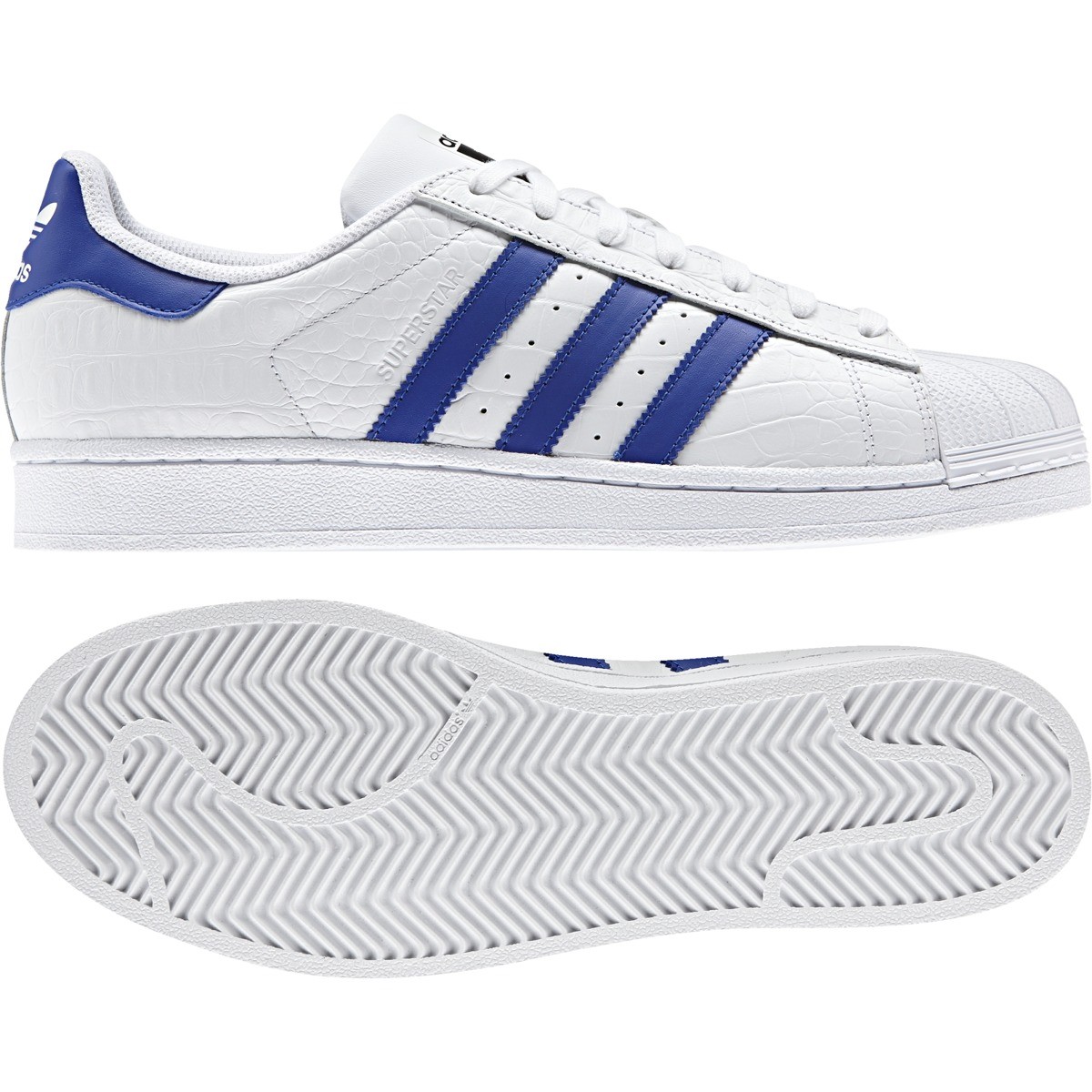 Adidas Originals Superstar Zapatillas Hombre Zapatos de Cuero - Blanco/Azul - Adidas Originals Superstar Zapatillas Hombre Zapatos de Cuero Blanco/Azul - Blanco/Azul Cuero - d22639