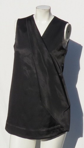 99 $ COS US Damen Gr. S 6 schwarz Baumwolle Rayon Satin asymmetrisch Origami Tunika Oberteil - Bild 5 von 6