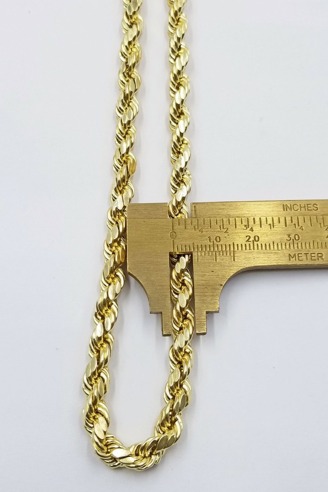 REAL 10K Gold Rope Chain 7mm 26 Inch Men Necklace Gold Diamond Cut | eBay