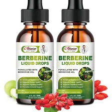 (2 Pack) Berberine Supplement, 1500mg Organic Berberine Liquid Drops 2 fl oz