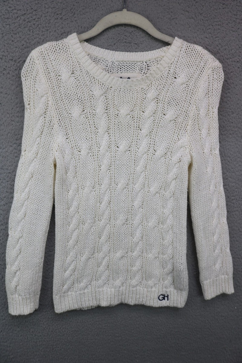 Gilly Hicks Sydney Open Cable Knit Ivory Sweater-Size Small-Preppy