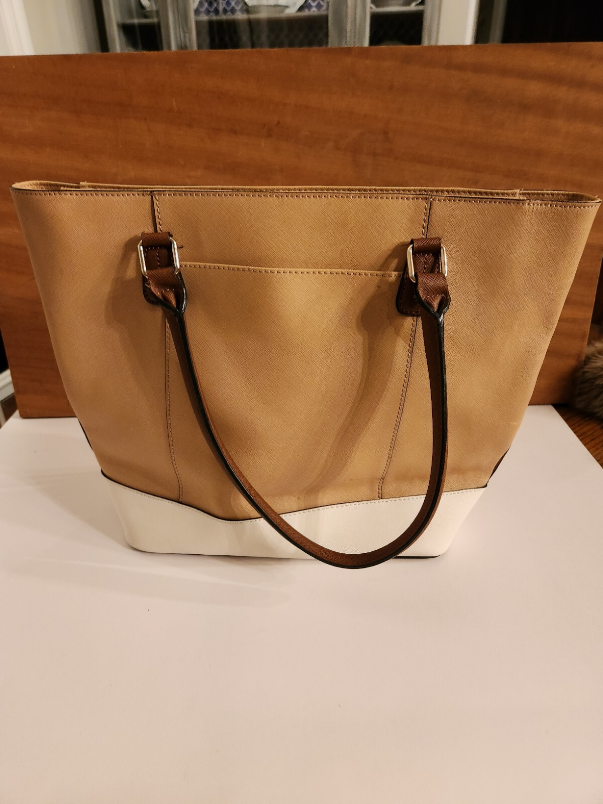 Calvin Klein Handbag Tote Shoulder Bag Purse Tan … - image 4