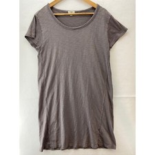 Dylan Purplish Gray Cotton Wide Scoop Neck Ribbed SleeveT-Shirt Dress Sz L