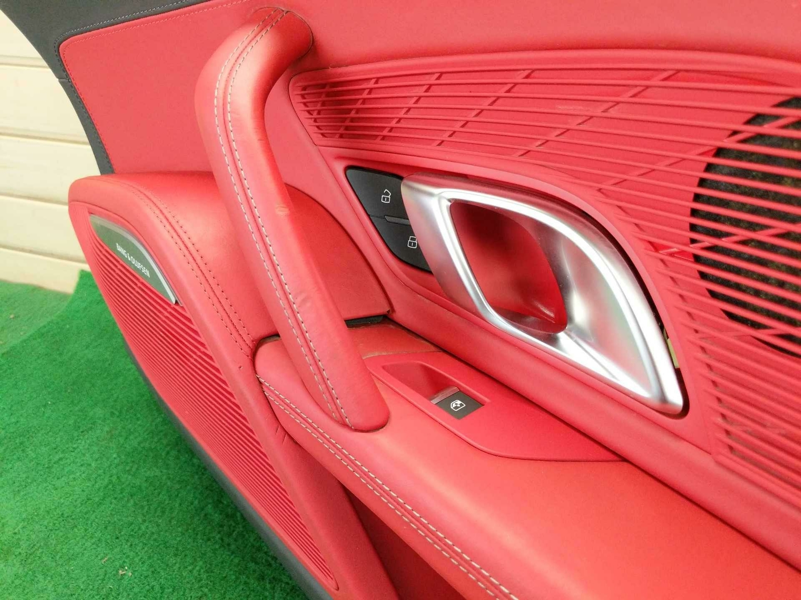 2017-2020 Audi R8 OEM Right Passenger Door Trim Panel Red w/ Switches & Trim