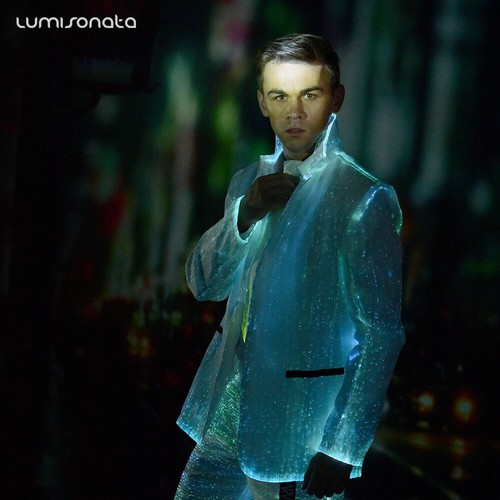 Men Light up Fiber Optic Costume Suit LED Luminous Clothing Prom Party Club NEW - Picture 10 of 15