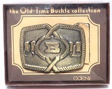 Oden Inc Antiqued-Brass Vintage Monogram 'B' Metal Belt Buckle w/ Box,  NOS  !!!