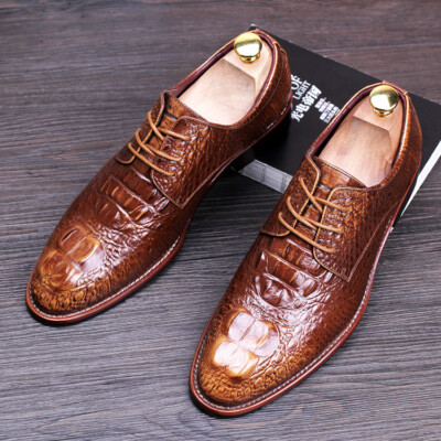 Mens Wedding Crocodile Pattern Dress Shoes Oxford Lace Up Business Shoes  US4-UK8 | eBay