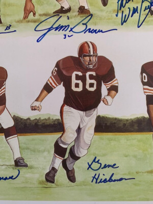 1964 CLEVELAND BROWNS SIGNED 24x34 PRINT SIGNED BY 24 PLAYERS JIM