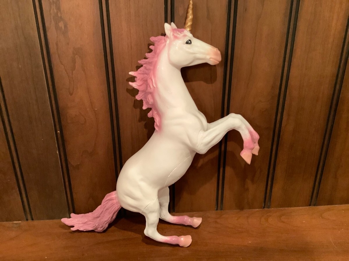 TOY MAJOR TRADING CO. 14” RUBBER UNICORN WHITE PINK GLITTER