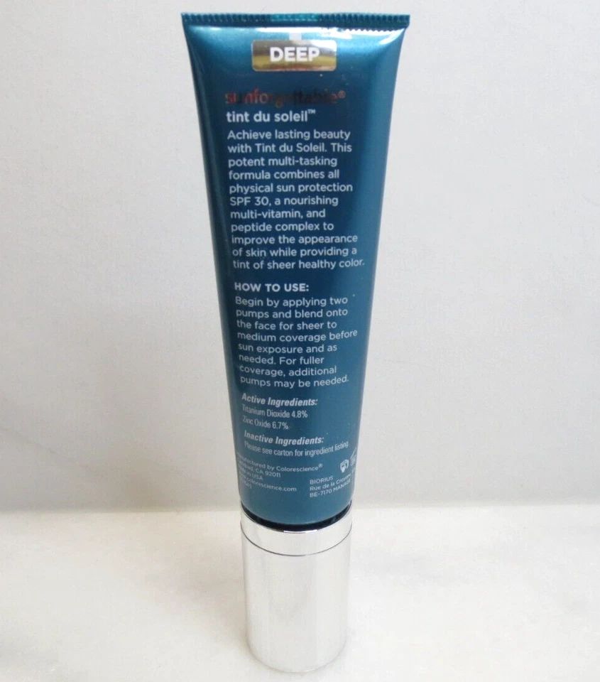 COLORESCIENCE TINT DU SOLEIL UV PROTECTIVE FOUNDATION DEEP SPF 30 - 1 OZ BOXED - Image 4 of 4