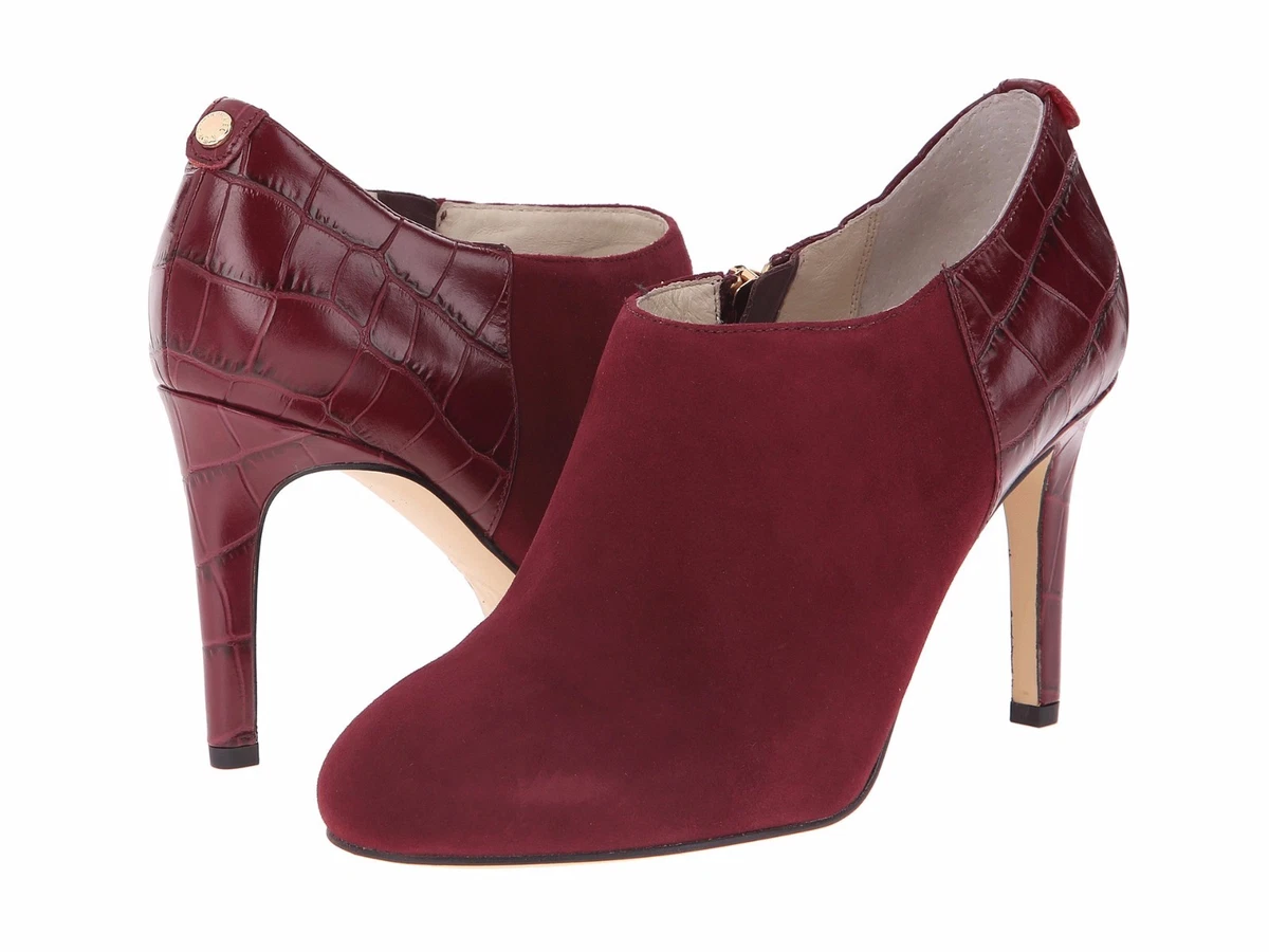 MICHAEL KORS SAMMY ANKLE BOOT MERLOT SUEDE LEATHER ANKLE BOOTIE