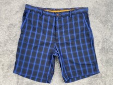 Tommy Bahama Shorts Paradise Tech Nylon Black Blue Plaid Soft Stretch Mens 38