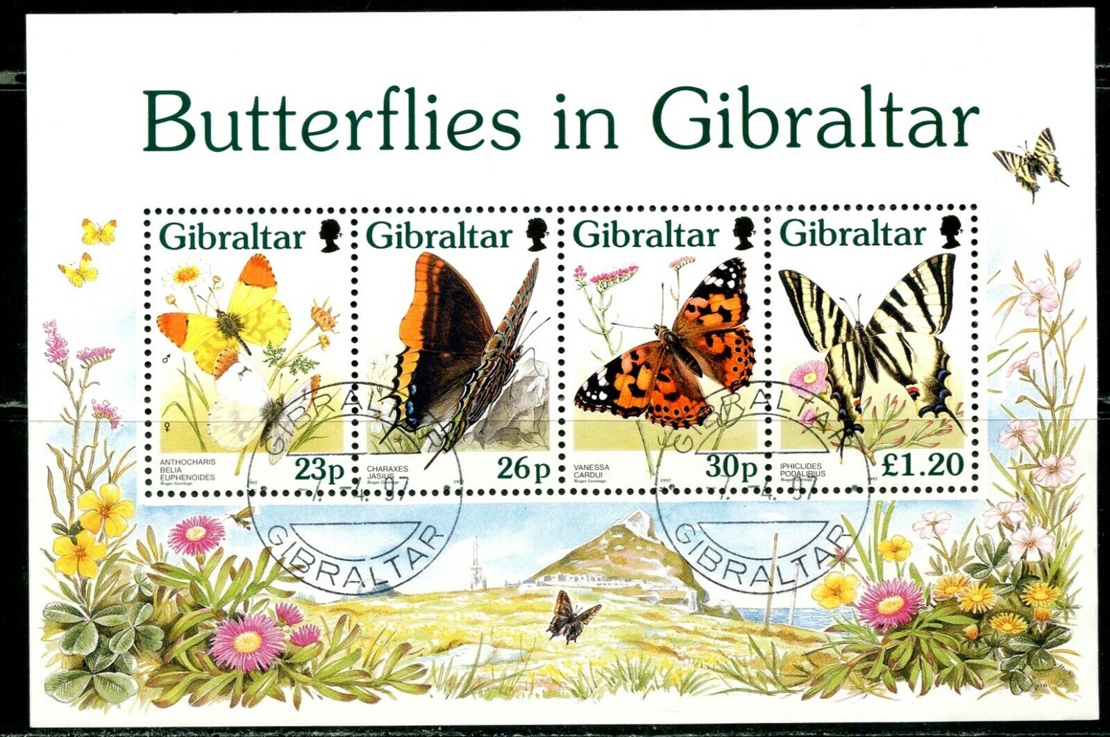 GIBRALTAR Sc#731a 1997 Butterflies Souvenir Sheet Complete Used