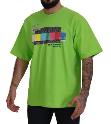 DOLCE & GABBANA T-shirt Green Dg Channel Print Crewneck IT54