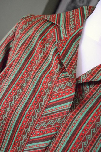 VINTAGE HANDMADE ethnic boho hippie green red striped tunic dress top SIZE M - Picture 8 of 12