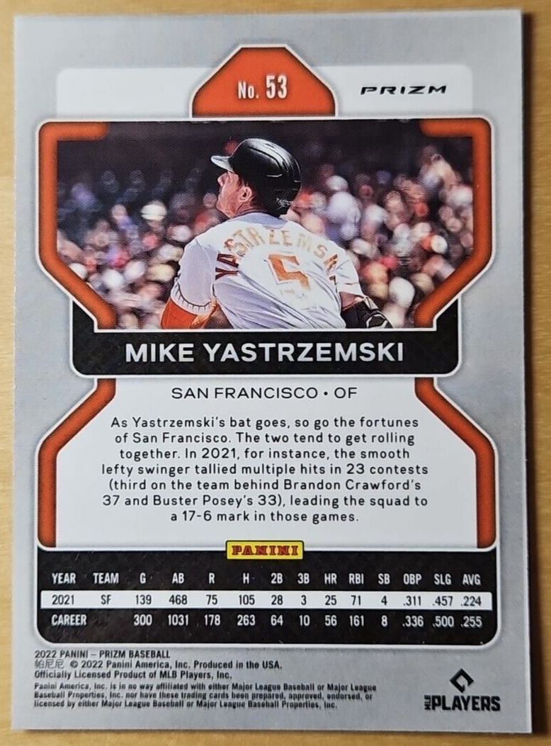 2022 Panini Prizm Mike Yastrzemski #53 White Wave Prizm San