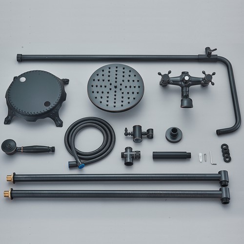 Shower System Freestanding Tub Faucet Rain Shower Head Floor Mounted Mixer Tap - Picture 28 of 72