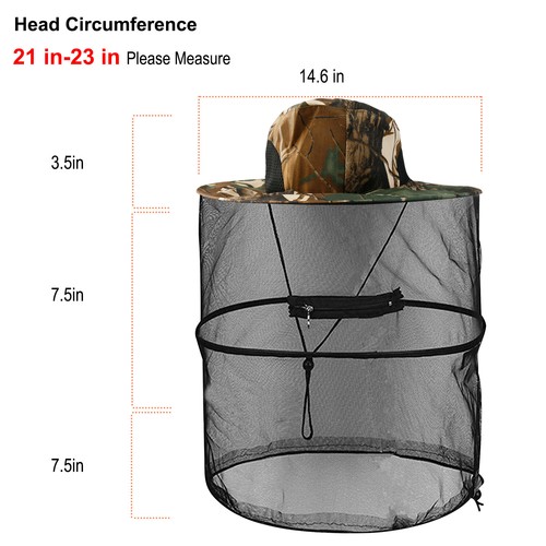 Anti Mosquito Bug Bee Insect Net Hat Fishing Hidden Mesh Cap Head Face Protector - Picture 16 of 36