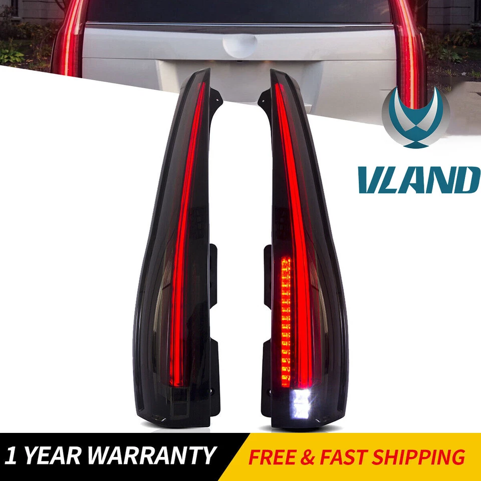 VLAND FULL LED Tail Lights Fit 2007-2014 Yukon Suburban Tahoe SMOKED LENS Pair - Image 2 of 4