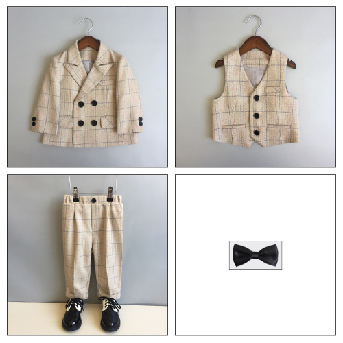 Child Formal British Plaid Dress Suits Set Boys Wedding Show Kids Blazer Pants - Picture 24 of 29