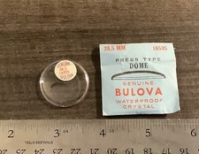 NOS Vintage Bulova 28.5 MM 1653S Crystal Dome Waterproof