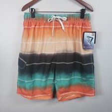 Kanu Surf Men's Swim Trunks Black/Aqua/ Orange L - Large Pockets  NWT / A157