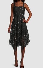  475 Milly Women's Black Lace Daisy Sleeveless Yara Midi A-Line Dress Size 0