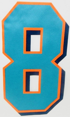 MIAMI DOLPHINS TEAM ISSUED AQUA & BRIGHT ORANGE 10" FOOTBALL JERSEY NUMBERS 0-9 - Picture 9 of 10