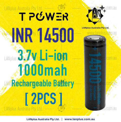 2x T power AA Size 3.7V INR14500 3A 1000mAh Rechargeable lithiu Battery Flat Top - Picture 1 of 5