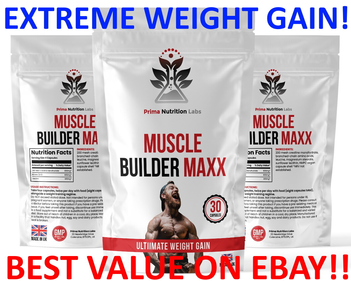 WEIGHT GAIN MUSCLE BUILD Capsules CREATINE BCAAs Amino Acids HUGE GAINS