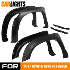 Fits 2014-2021 Toyota Tundra Pocket Rivet Wheel Fender Flares Smooth Black 4pc