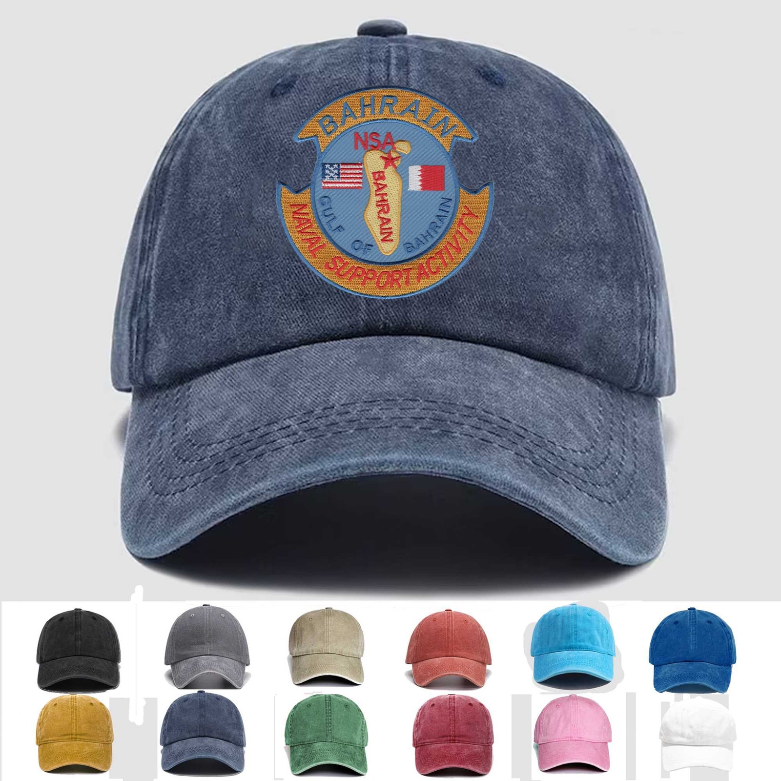 Custom Embroidered Hat Naval Support Activity Bahrain, Veteran Cap, Trucker Hat